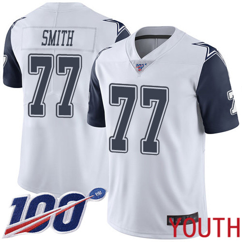 Youth Dallas Cowboys Limited White Tyron Smith #77 100th Season Rush Vapor Untouchable NFL Jersey